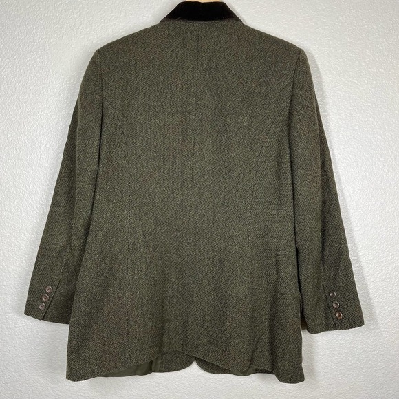 Vintage Mikko Jacket Tweed Velvet Trim Wool Green Women’s Size 42 - Picture 3 of 14